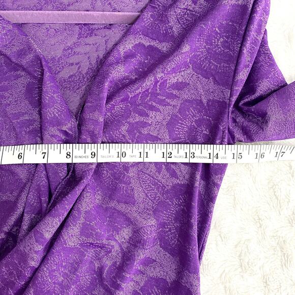 Zara Blogger Favorite Purple Floral Short Wrap Front Long Sleeve Dress S - Picture 9 of 11